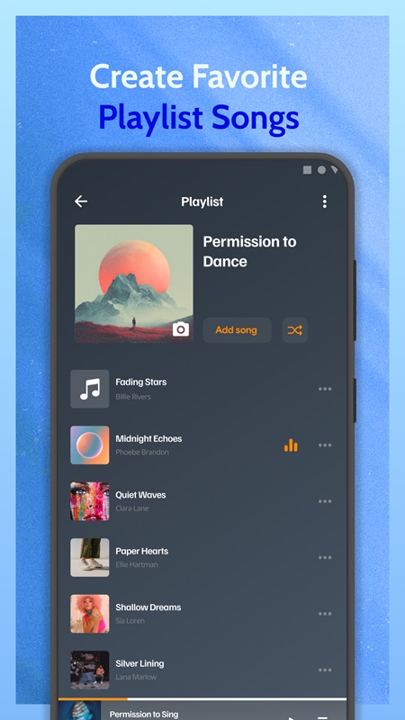 Add and customize music playlists as desired in Muzee MOD APK