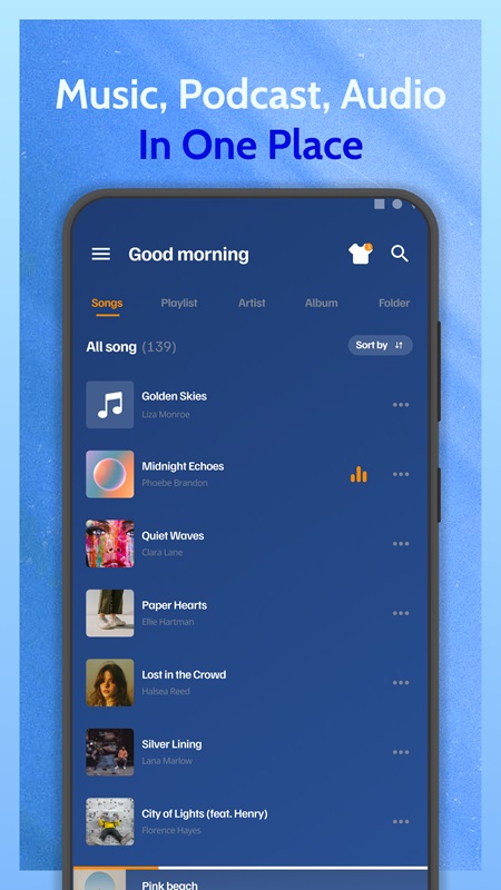 Easily manage and search for songs by category in Muzee MOD APK