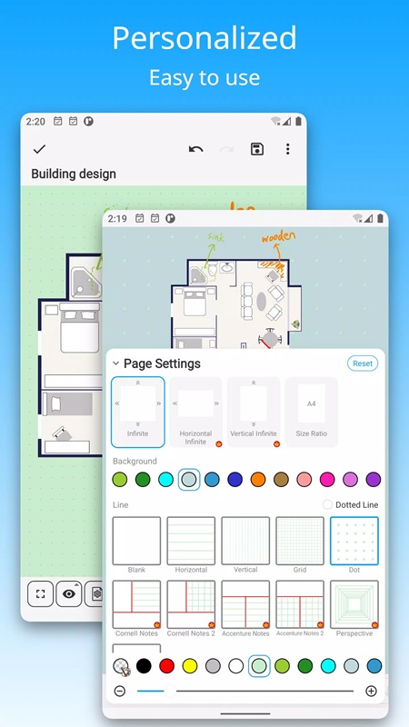 Use the Infinite Canvas tool to create notes, diaries according to your preferences in DrawNote MOD APK