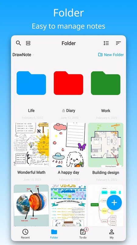 Easily manage your list of notes in DrawNote MOD APK