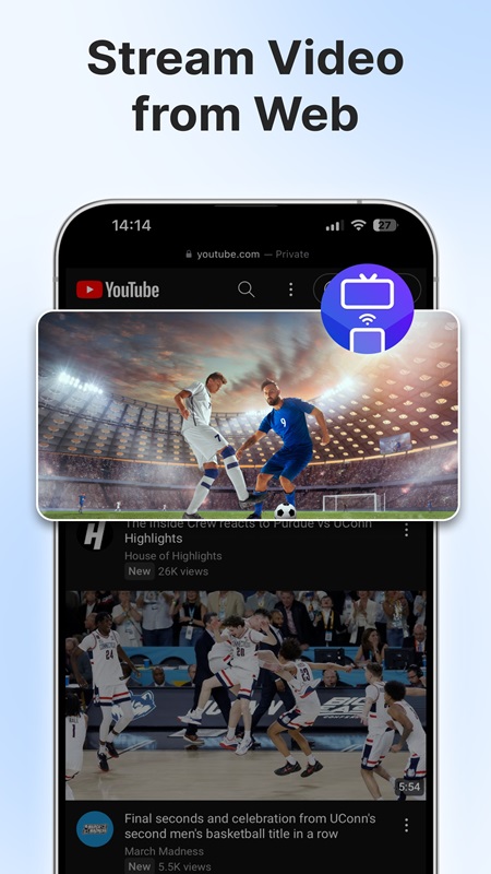 Explore the feature of streaming videos from the web in CastDuo MOD APK