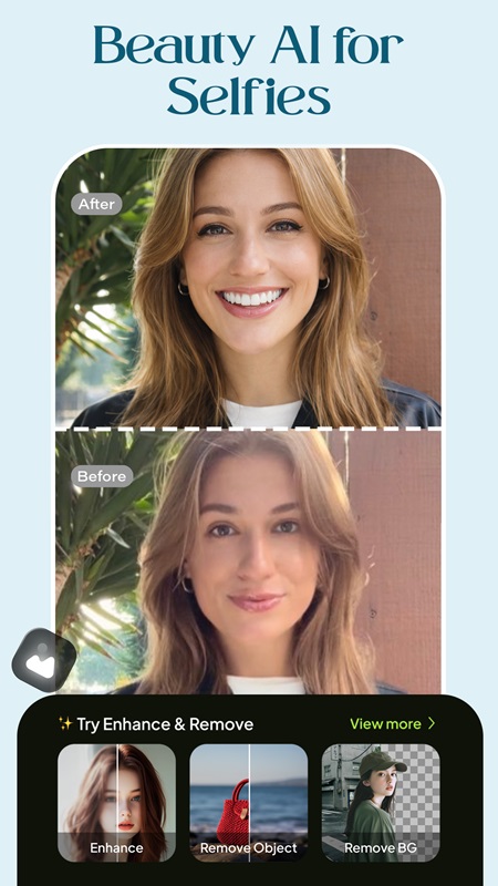 A variety of different beauty styles are available for you to choose from in AI Photo Editor MOD APK