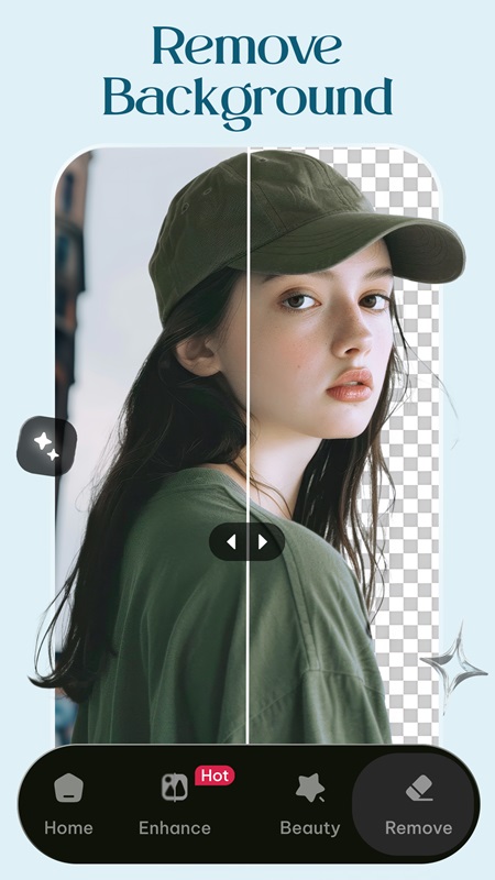 Remove and separate details from the background in AI Photo Editor MOD APK