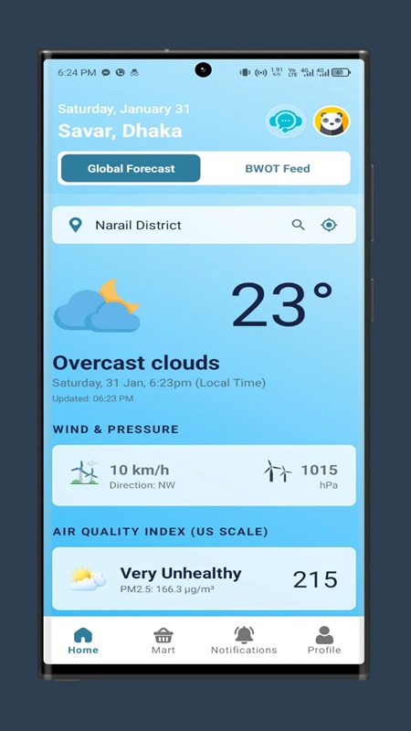 Get accurate hourly weather updates in BWOT Weather Forecast & Radar MOD APK