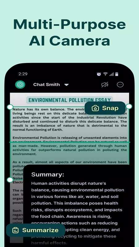 Summarize the text with all the main points in Chat Smith MOD APK