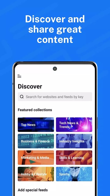A wide variety of news topics to choose from in Inoreader MOD APK