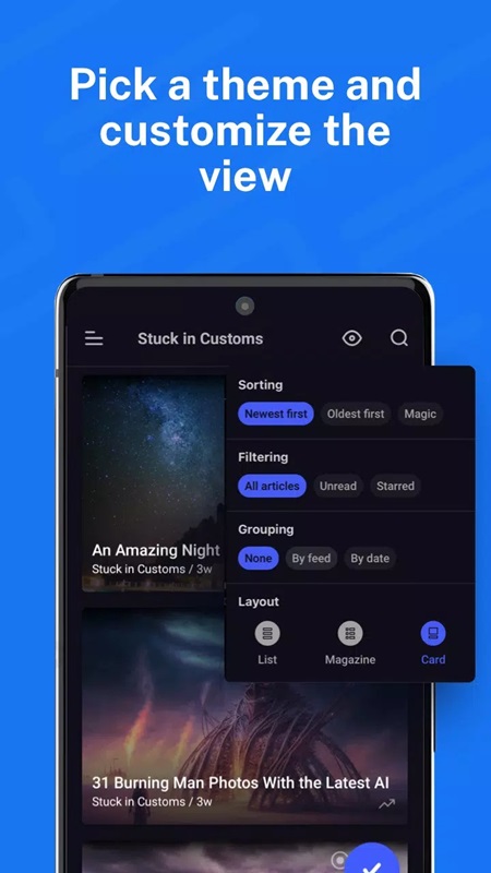 Customize how the news list is displayed in Inoreader MOD APK