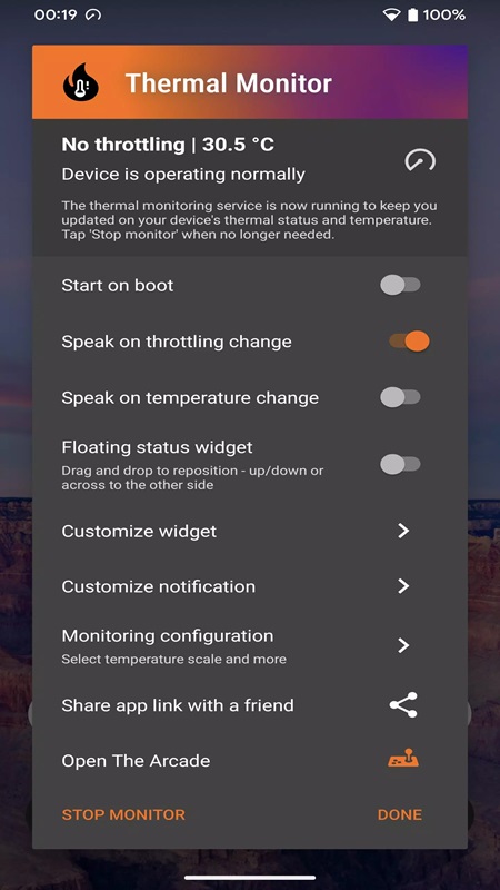 Adjust the measurement functions accordingly in Thermal Monitor MOD APK