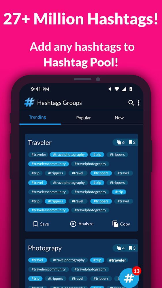 Hashtags Manager for Followers