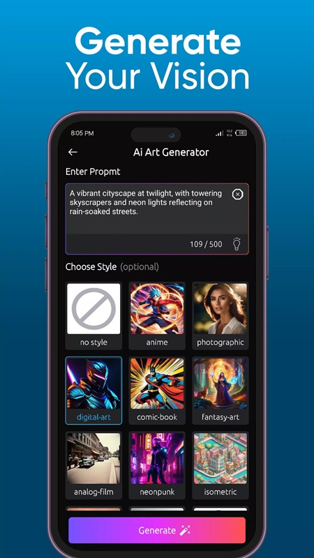Create AI art images quickly in Deep AI MOD APK