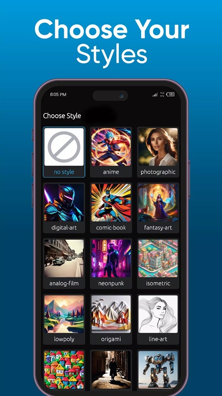 Access more image creation styles in Deep AI MOD APK