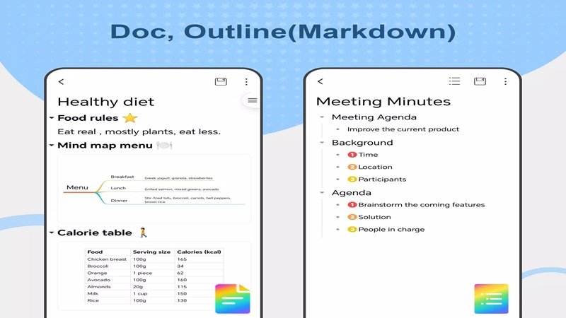 Manage documents as Outlines in Nice Mind Map MOD APK