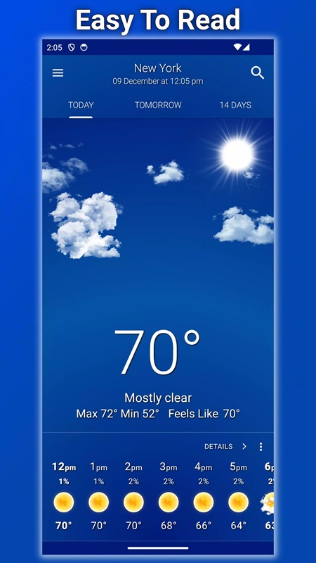 Track moving weather images right on your phone in Weather Clear Skies MOD APK