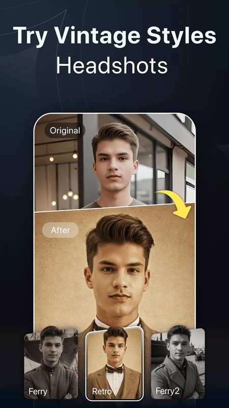 Convert from normal photos to classic style photos in Facewow MOD APK