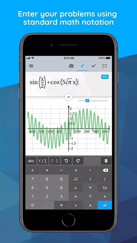 Enter the problem using standard mathematical notation in Maple Calculator MOD APK