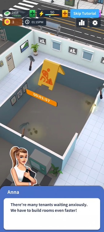 Unlock and upgrade many rooms in Idle Landlord Sim MOD APK