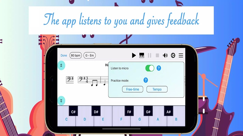 Give live feedback after lessons in Easy Note: learn music MOD APK