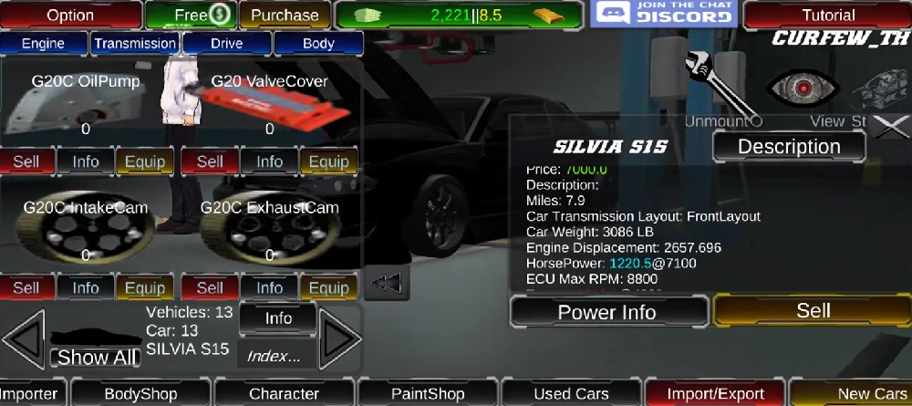 Choose a new car to use in Rice Burner MOD APK