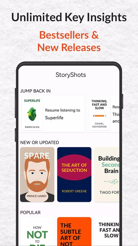 Learn from famous books to newly released books in StoryShots MOD APK