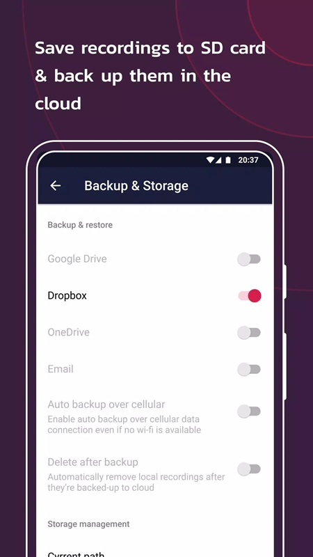 Backup and restore recording data on cloud and SD card in Talker ACR MOD APK