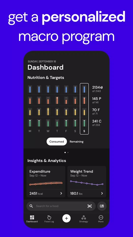 Get a handle on your nutrition data and personal goals in MacroFactor MOD APK
