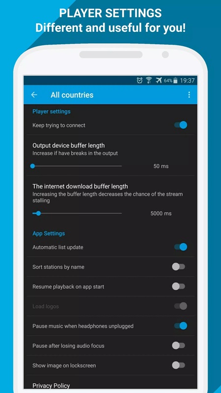 Customize the display interface settings in PCRADIO MOD APK