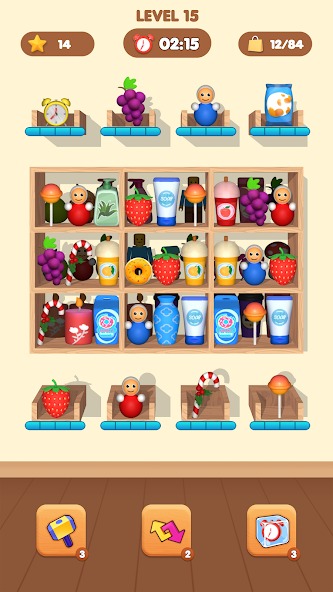 Face many complex shelves in Goods Mix Puzzle Master MOD APK