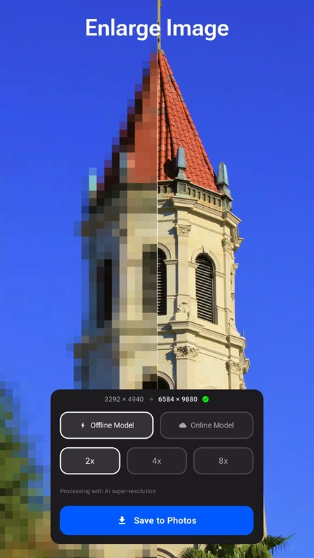 Improve image quality even offline with AI Enlarger MOD APK