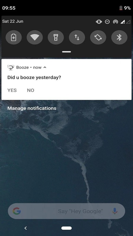 Monitor and manage information via the notification bar in Alcogram MOD APK