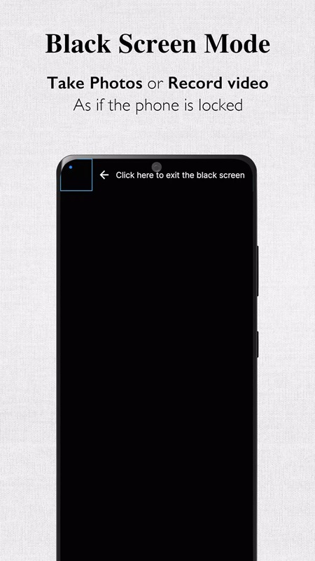 Use black screen mode to record videos and take photos in Background Camera MOD APK