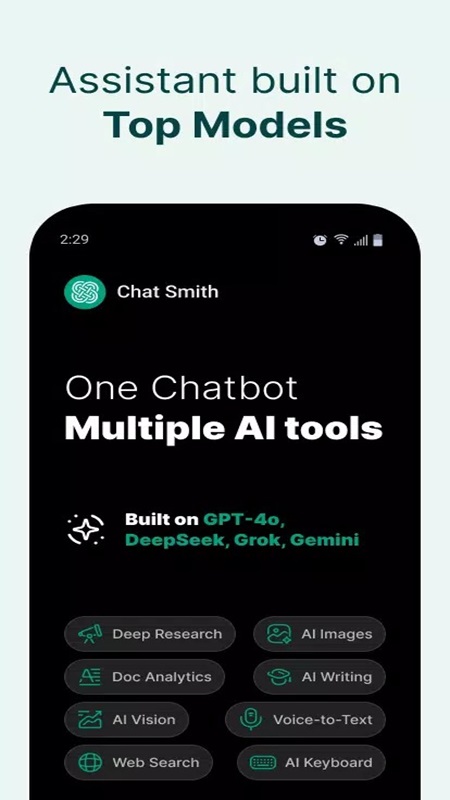 Chat Smith MOD APK integrates many leading AI systems.