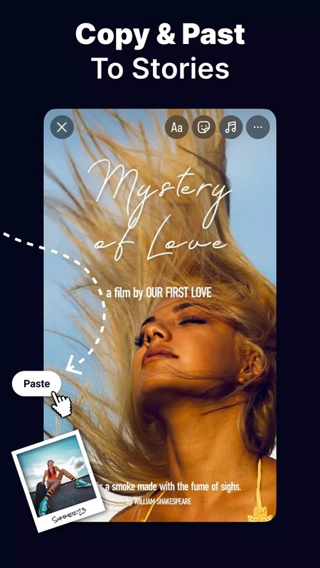 Copy and paste edited texts to stories in Fontly MOD APK