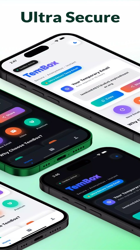 Create super secure temporary mail with high security layer in TemBox MOD APK