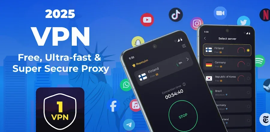 1 Fast VPN v3.4.7(kg) MOD APK (Premium Unlocked)