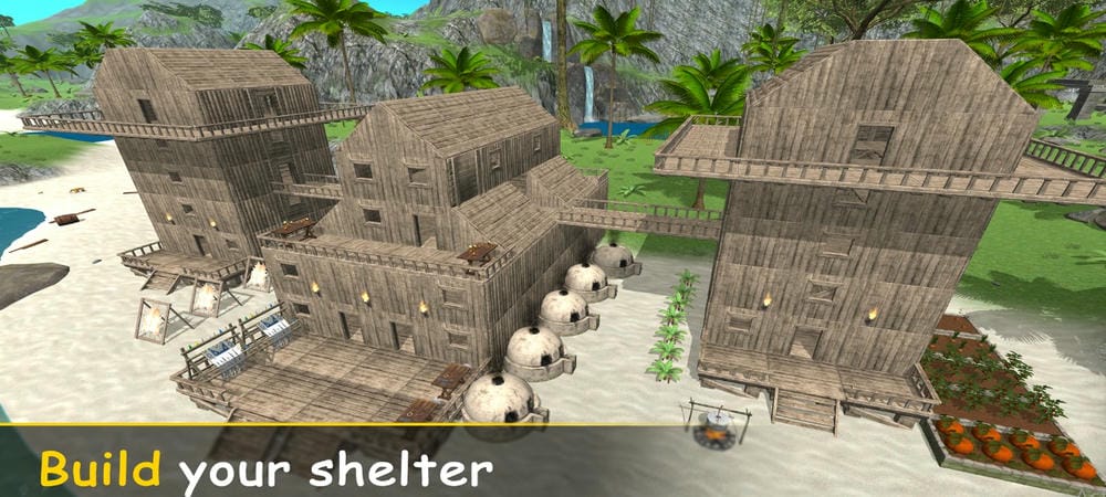 Build your own structures in Uncharted Island Survival MOD APK