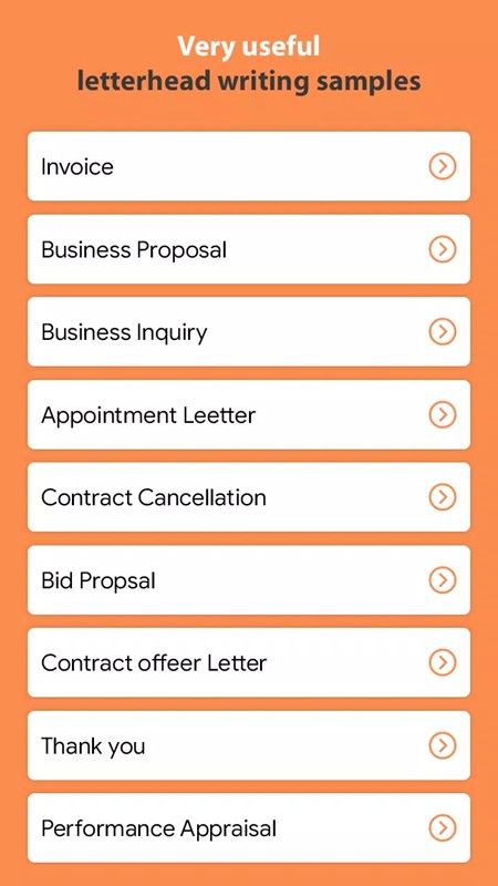 Professional Letterhead Maker MOD APK offers a wide variety of letter templates for different purposes