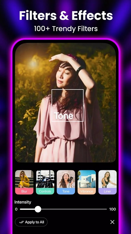 Video filter options according to personal preferences in Templix MOD APK