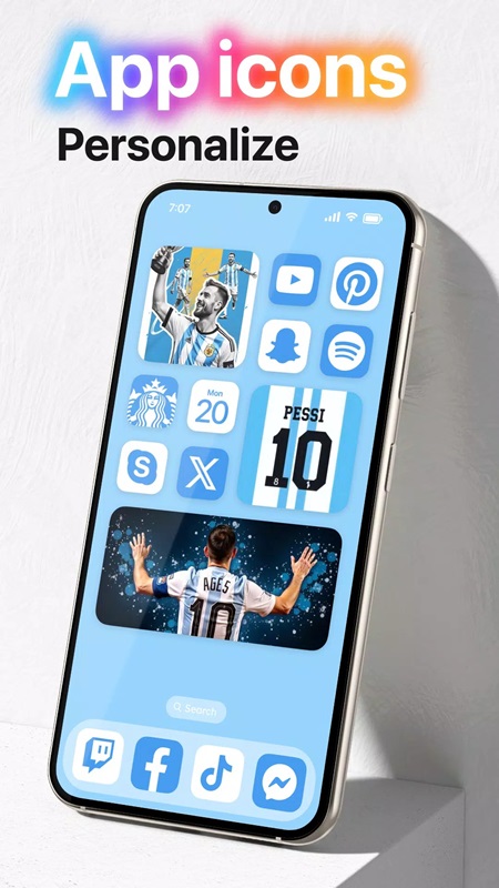 Create app icons and sync their colors with the wallpaper in Launcher OS MOD APK