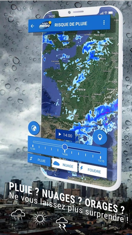 Regularly update bad weather conditions such as rain, wind, clouds in Weather Crave MOD APK
