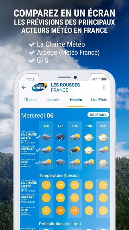Compare weather forecasts from major weather providers in Weather Crave MOD APK
