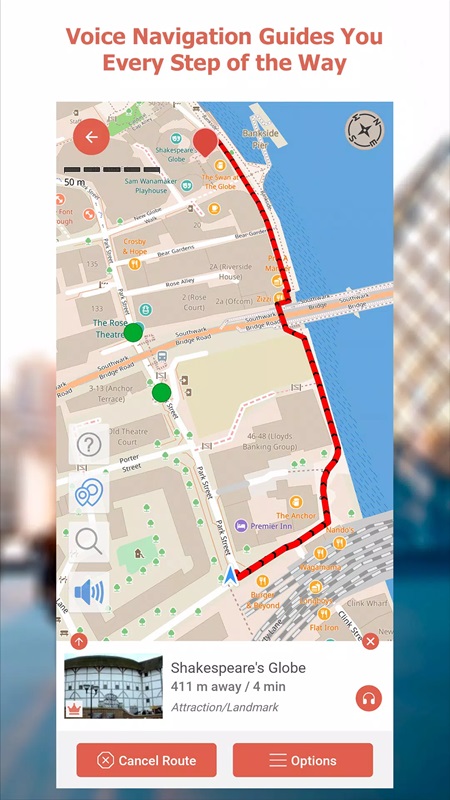 Track your movement with voice guidance in GPSmyCity MOD APK