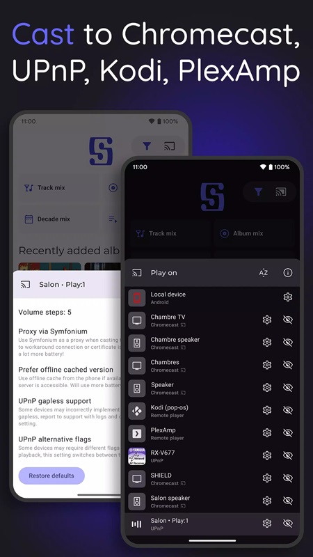 Stream songs to Chromecast and UPnP in Symfonium MOD APK