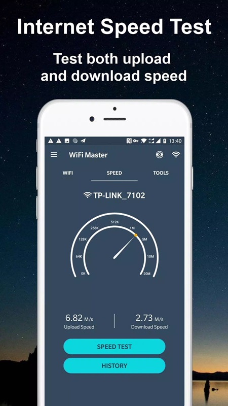 Check your Wifi upload and download speeds in WiFi Router Master & Analyzer MOD APK