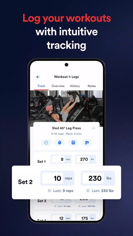 Track your workout progress in detail in Caliber Strength Training MOD APK