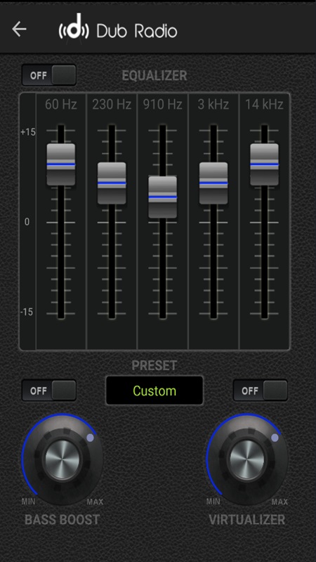 Use the sound enhancer to adjust the radio's playback quality in Dub Radio MOD APK