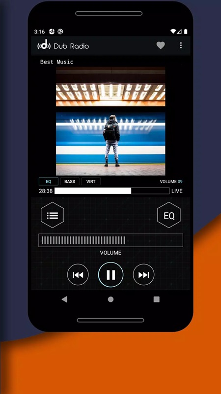 Track the broadcast duration of radio stations in Dub Radio MOD APK