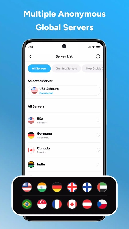 Choose the VPN server that suits your needs in QuixVPN MOD APK