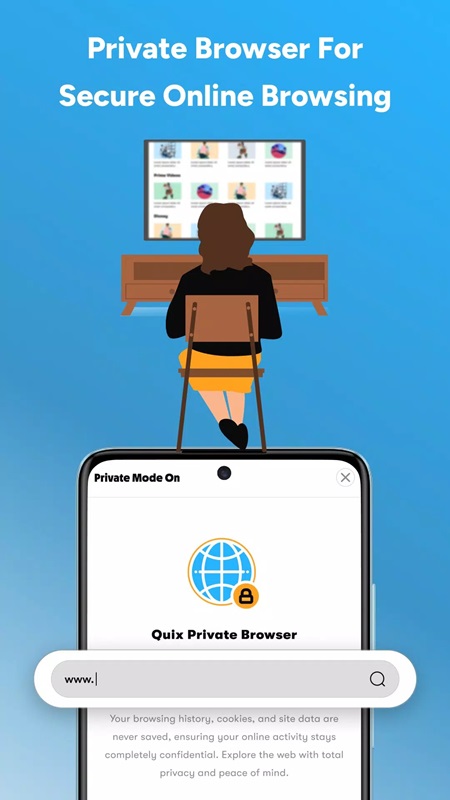 Use private mode to access various content anonymously in QuixVPN MOD APK