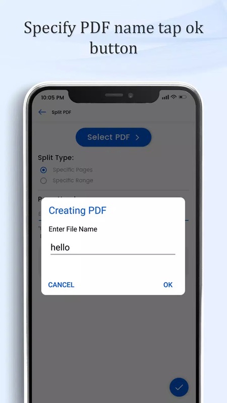 Rename the display name for the newly split files in PDF Tools MOD APK
