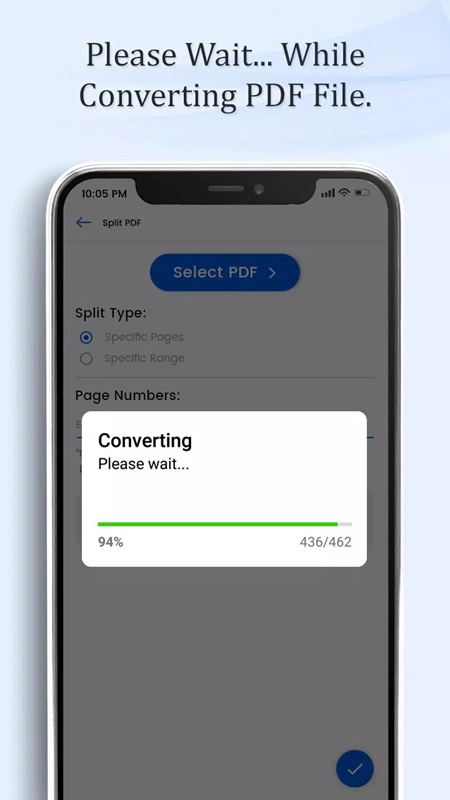 The file splitting process is fast in PDF Tools MOD APK
